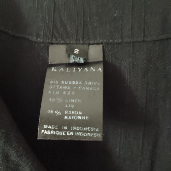 KALIYANA Black Linen Blend Asymmetric Tunic 2 XL - Picture 3 of 3